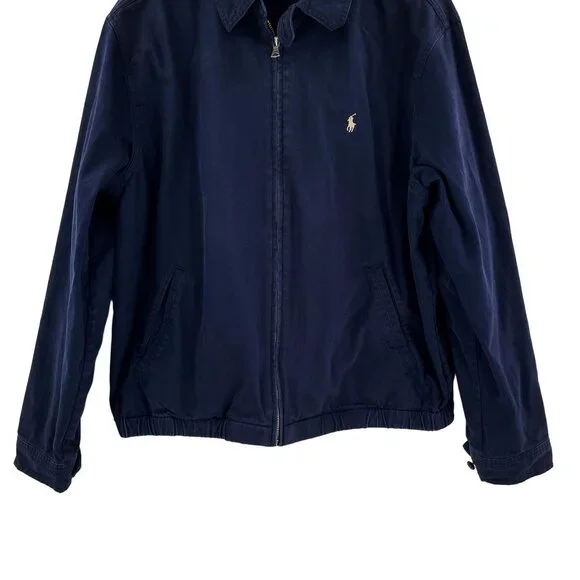 Vintage Polo Ralph Lauren Bomber Jacket Full Zip Up Front Coat Large Blue - Picture 5 of 8